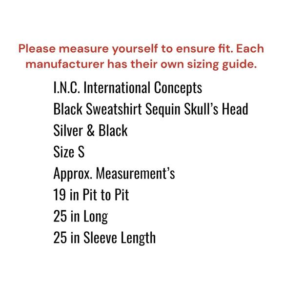 INC Women's Size S Sequin Skull Long Sleeve Sweatshirt - Trendy Casual Top - Picture 4 of 6